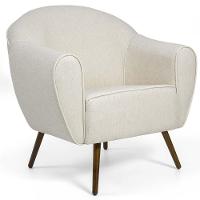 Kit 02 Poltronas Fixa Com Pés Palito Nina D02 Bege B-298 - 9