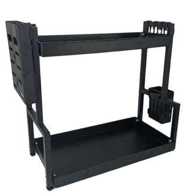 Organizador Multiuso de Metal com 2 Andares Preto para Cozinha Top Rio Comercial
