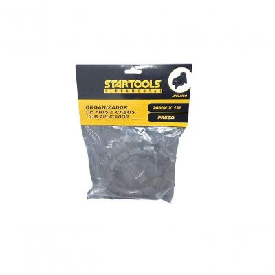 Organizador de Fios e Cabos com Aplicador 20MMx1M Startools Preto
