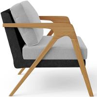 Kit 04 Poltronas Sala L02 Couríssimo Preto Linho Cinza - 3