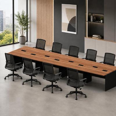 Mesa Estação de Trabalho Retangular 8 Lugares Moderno sem Gavetas MDP 480CM Louro Preto F5 Office