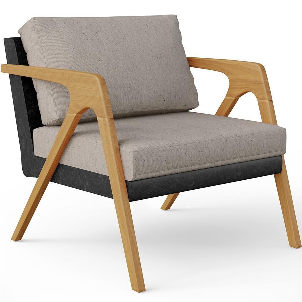 Kit 04 Poltronas L02 Couríssimo Preto Linho Bege - 7