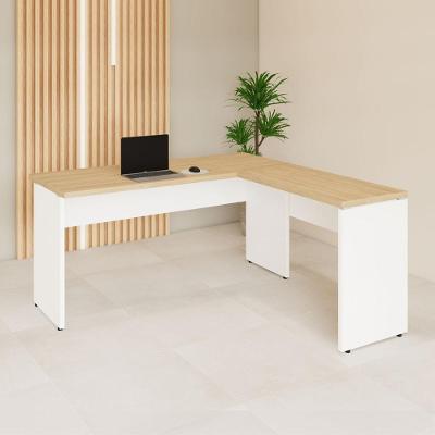Escrivaninha em l F5 Office Moderno MDP 150CM Macadâmia com Branco