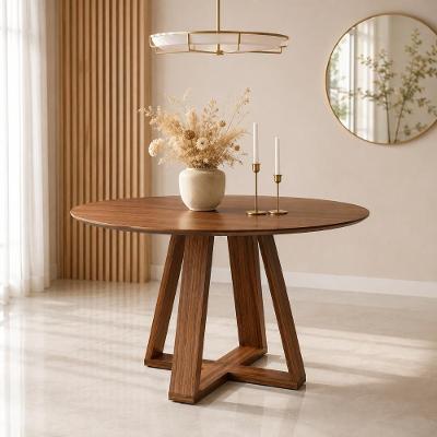 Mesa de Jantar Pinhão 4 Lugares Redonda MDF 105CM Café Dalla Costa