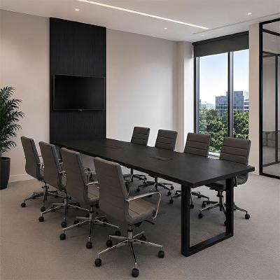 Mesa de Reunião Retangular F5 Office Industrial MDF 250CM Preto