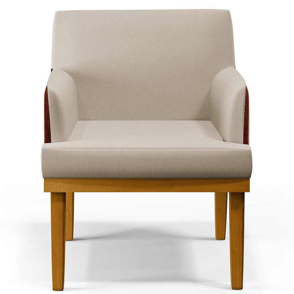 Kit 04 Poltronas Base Mel Beatriz W01 Linho Bege Camel - 6