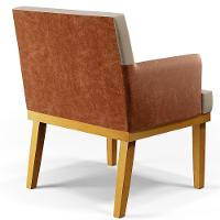 Kit 04 Poltronas Base Mel Beatriz W01 Linho Bege Camel - 3