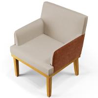 Kit 04 Poltronas Base Mel Beatriz W01 Linho Bege Camel - 5