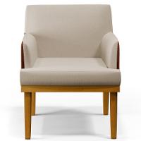 Kit 04 Poltronas Base Mel Beatriz W01 Linho Bege Camel - 6