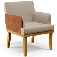 Kit 04 Poltronas Base Mel Beatriz W01 Linho Bege Camel - 9