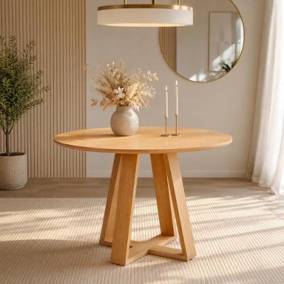 Mesa de Jantar Carvalho Rosé 4 Lugares Redonda MDF Rosê Dalla Costa Móveis