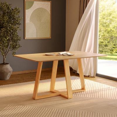 Mesa de Jantar Carvalho Rosé 6 Lugares Retangular MDF Rosê Dalla Costa Móveis