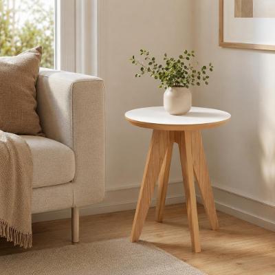 Mesa de Canto Redonda 60CM MDF Carvalho Rosé Dalla Costa Móveis