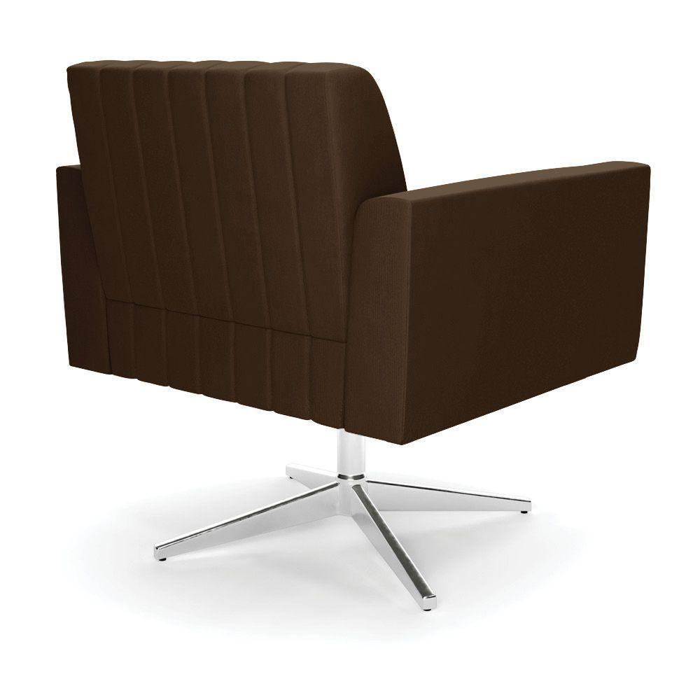 Kit 2 Poltronas Giratória Viena Gomada Suede Base Cromada - D'rossi Cor Marrom - 4