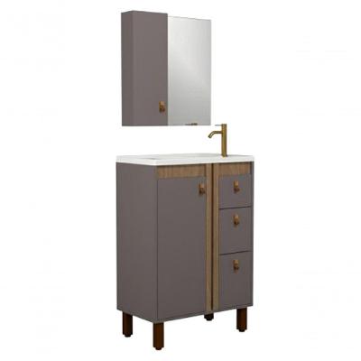 Conjunto Gabinete para Banheiro Samir MDF 60CM Amadeirado Venturi