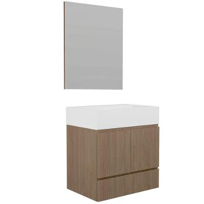 Conjunto Gabinete para Banheiro Versalhes 1 Prateleira MDF 60CM Amadeirado Venturi