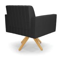 Kit 2 Poltronas Giratória Viena Gomada Corino Preto Base De Madeira Ma30 - D'rossi