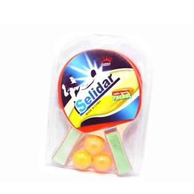 Kit Ping Pong Tênis de Mesa 2 Raquetes + 3 Bolinhas Vermelho e Preto DDG Toys
