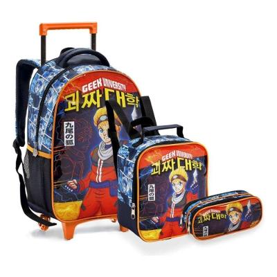Kit Escolar Seanite Naruto Uzumaki Mochila Rodinhas Lancheira Estojo