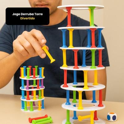 Jogo Derruba Torre Divertido Estimula Concentração e Coordenação Plástico First Bikes