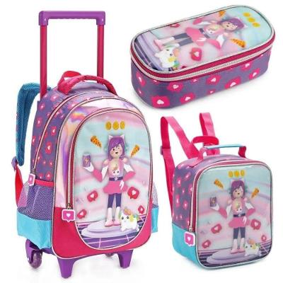 Kit Escolar Denlex Mochila Rodinhas Lancheira Estojo Game Pkxd Infantil