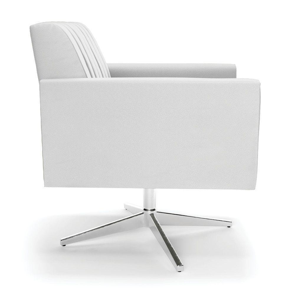 Kit 2 Poltronas Giratória Viena Gomada Corino Branco Base Cromada - D'rossi - 5