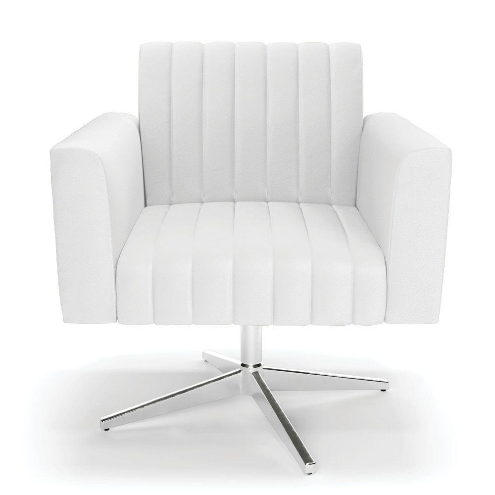 Kit 2 Poltronas Giratória Viena Gomada Corino Branco Base Cromada - D'rossi - 6