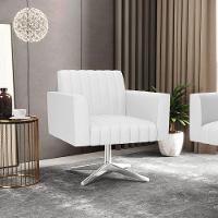 Kit 2 Poltronas Giratória Viena Gomada Corino Branco Base Cromada - D'rossi - 7