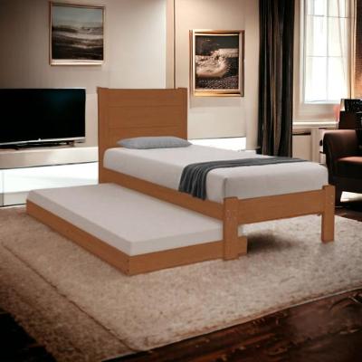 Cama com Auxiliar Solteiro Lara MDF Marrom Atraente Móveis