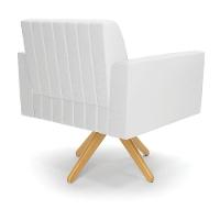 Kit 2 Poltronas Giratória Viena Gomada Corino Branco Base De Madeira Ma30 - D'rossi