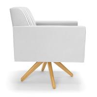 Kit 2 Poltronas Giratória Viena Gomada Corino Branco Base De Madeira Ma30 - D'rossi - 5