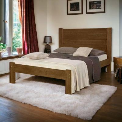 Cama Casal Lara Design Moderno MDF Marrom Atraente Móveis