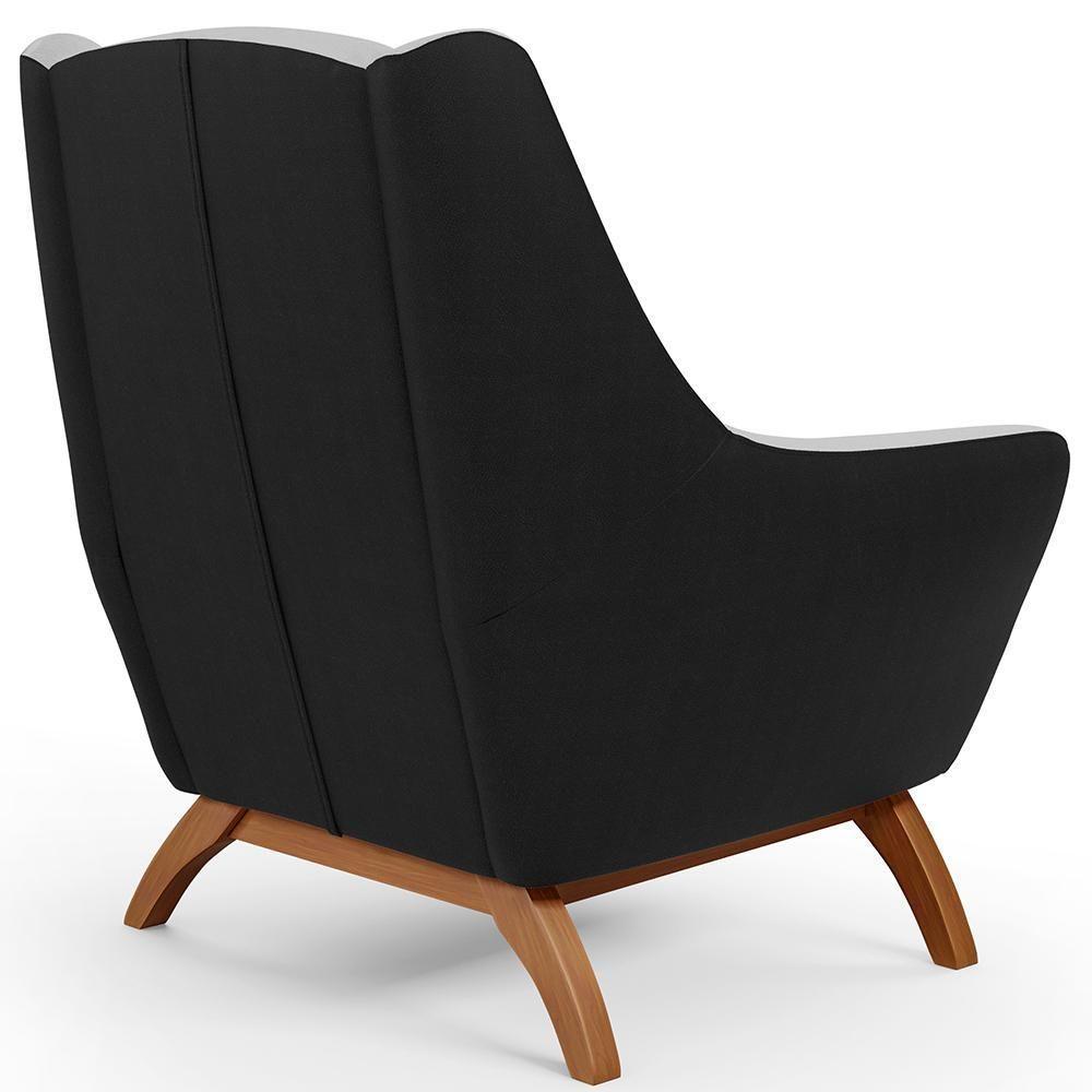 Kit 2 Poltronas Corano Preto C-05 Linho Cinza D-315 - 2