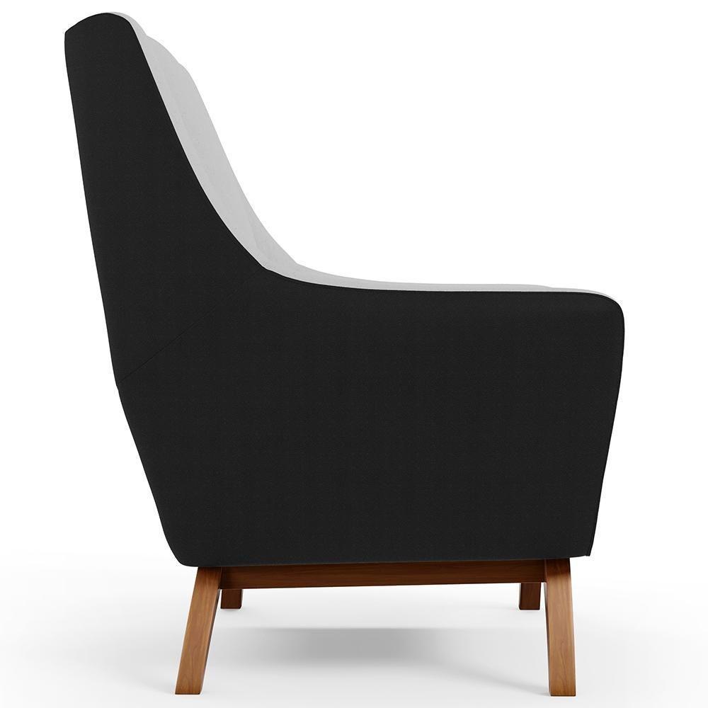 Kit 2 Poltronas Corano Preto C-05 Linho Cinza D-315 - 3