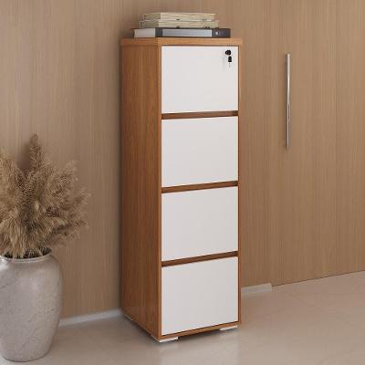 Arquivo 4 Gavetas Y37 Moderno MDF-MDP com Chave Freijó e Branco Artany