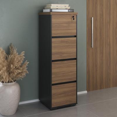 Arquivo 4 Gavetas Y37 Moderno MDF com Chave Marrom Artany