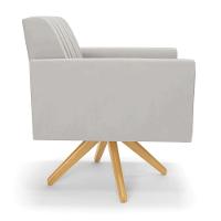 Kit 2 Poltronas Giratória Viena Gomada Veludo Base De Madeira Ma30 - D'rossi Cor Cinza - 9