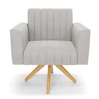 Kit 2 Poltronas Giratória Viena Gomada Veludo Base De Madeira Ma30 - D'rossi Cor Cinza - 11