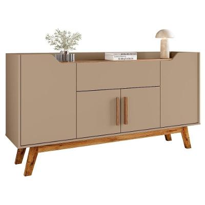 Aparador Future 4 Portas 4 Prateleiras MDP-MDF e Madeira Pinus 136CM Fendi