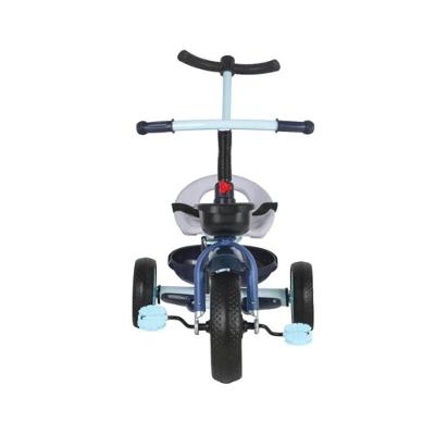Triciclo Infantil com Empurrador e Pedal Azul com Cesto e Assento Anatômico