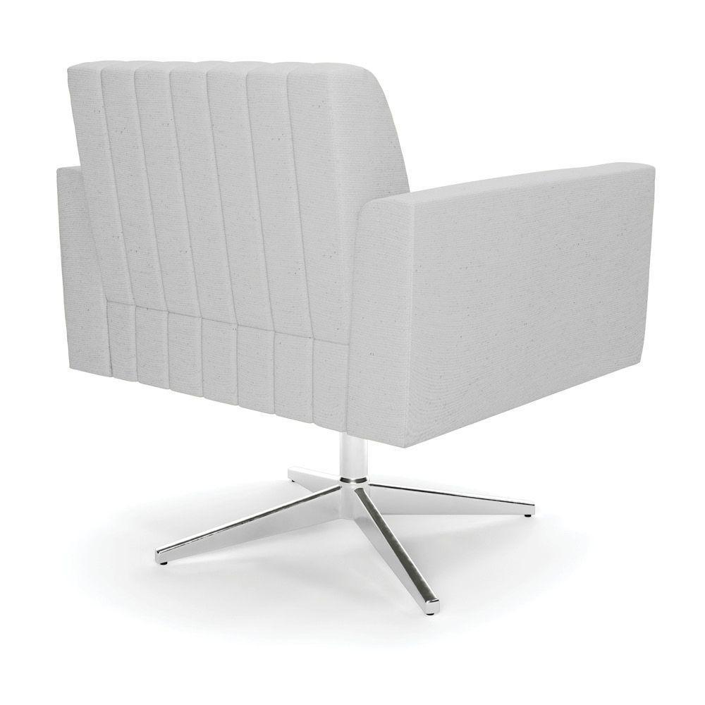 Kit 2 Poltronas Giratória Viena Gomada Linho Cinza A05 Base Cromada - D'rossi - 4