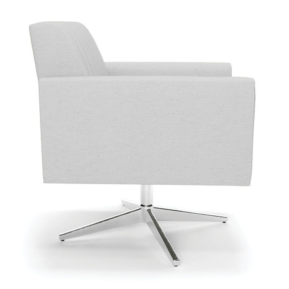 Kit 2 Poltronas Giratória Viena Gomada Linho Cinza A05 Base Cromada - D'rossi - 5