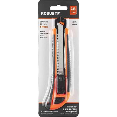 Estilete Largo 3370139 com Trava Automática e Cabo Emborrachado 18MM Robust