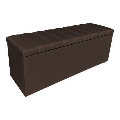 Calçadeira Recamier Baú Holanda 90CM Solteiro Suede com Estrutura em Madeira Marrom Pallazio
