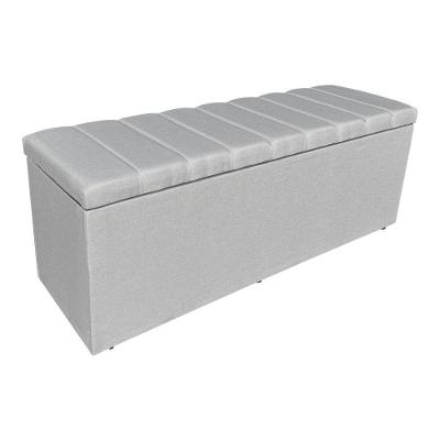 Calçadeira Recamier Baú Holanda 160CM Queen Linho com Estrutura em Madeira Cinza Pallazio