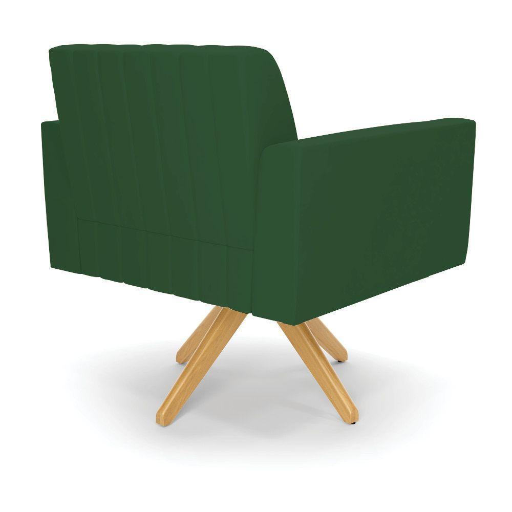 Kit 2 Poltronas Giratória Viena Gomada Veludo Base De Madeira Ma30 - D'rossi Cor Verde - 4