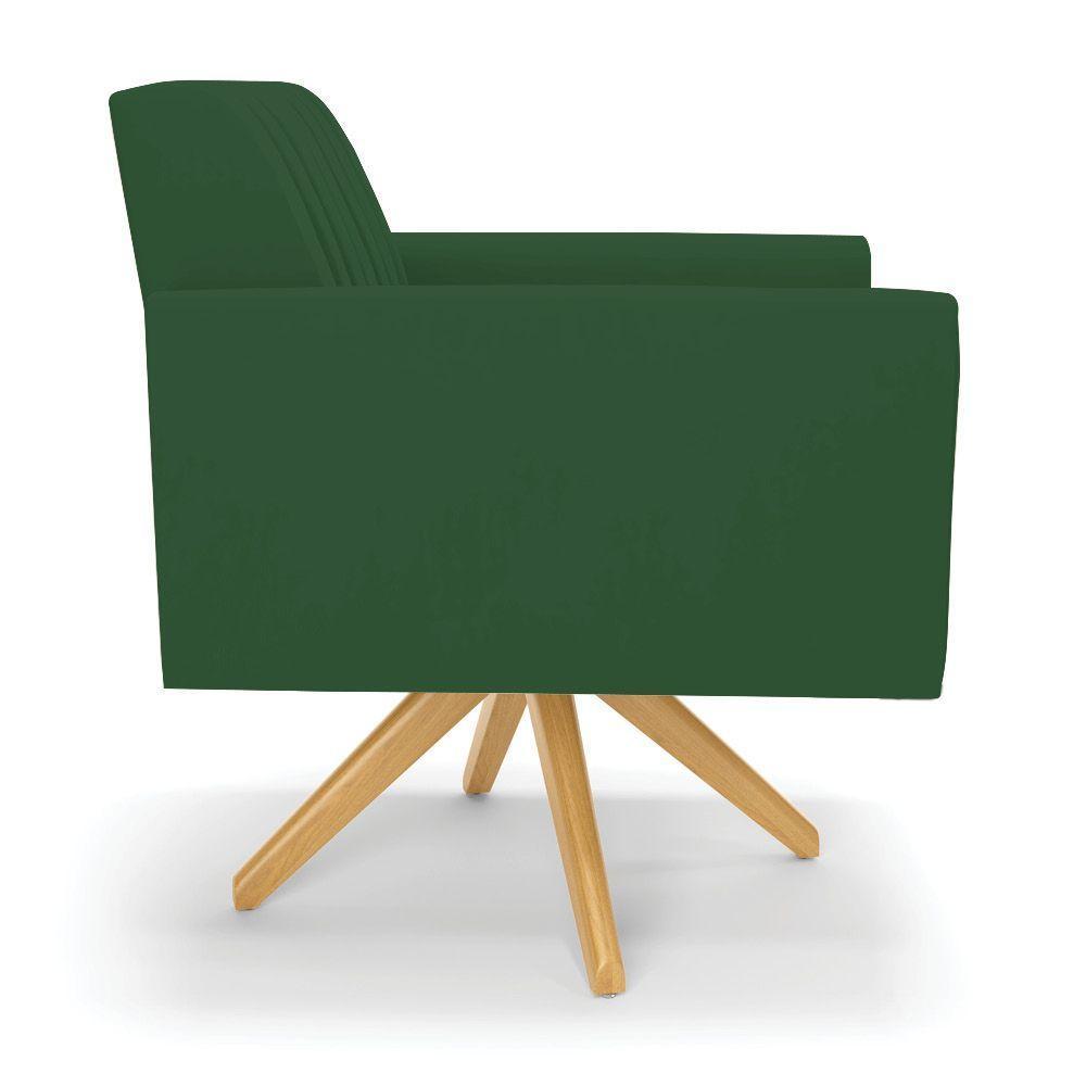 Kit 2 Poltronas Giratória Viena Gomada Veludo Base De Madeira Ma30 - D'rossi Cor Verde - 5