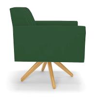 Kit 2 Poltronas Giratória Viena Gomada Veludo Base De Madeira Ma30 - D'rossi Cor Verde - 5