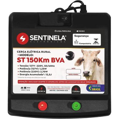 Eletrificador de Cerca Elétrica 2010 Bivolt Alcance 20.000 m Preto Sentinela