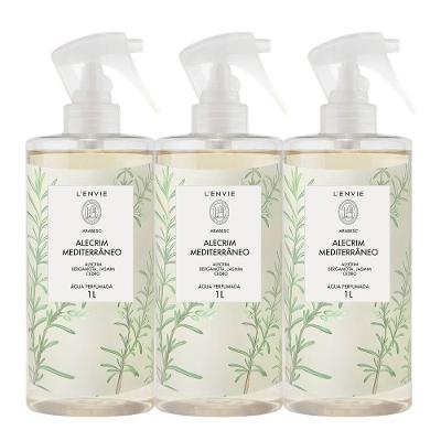 Água Perfumada Aromatizada Alecrim Mediterrâneo Vegana e Cruelty-Free Transparente L'envie Kit 3